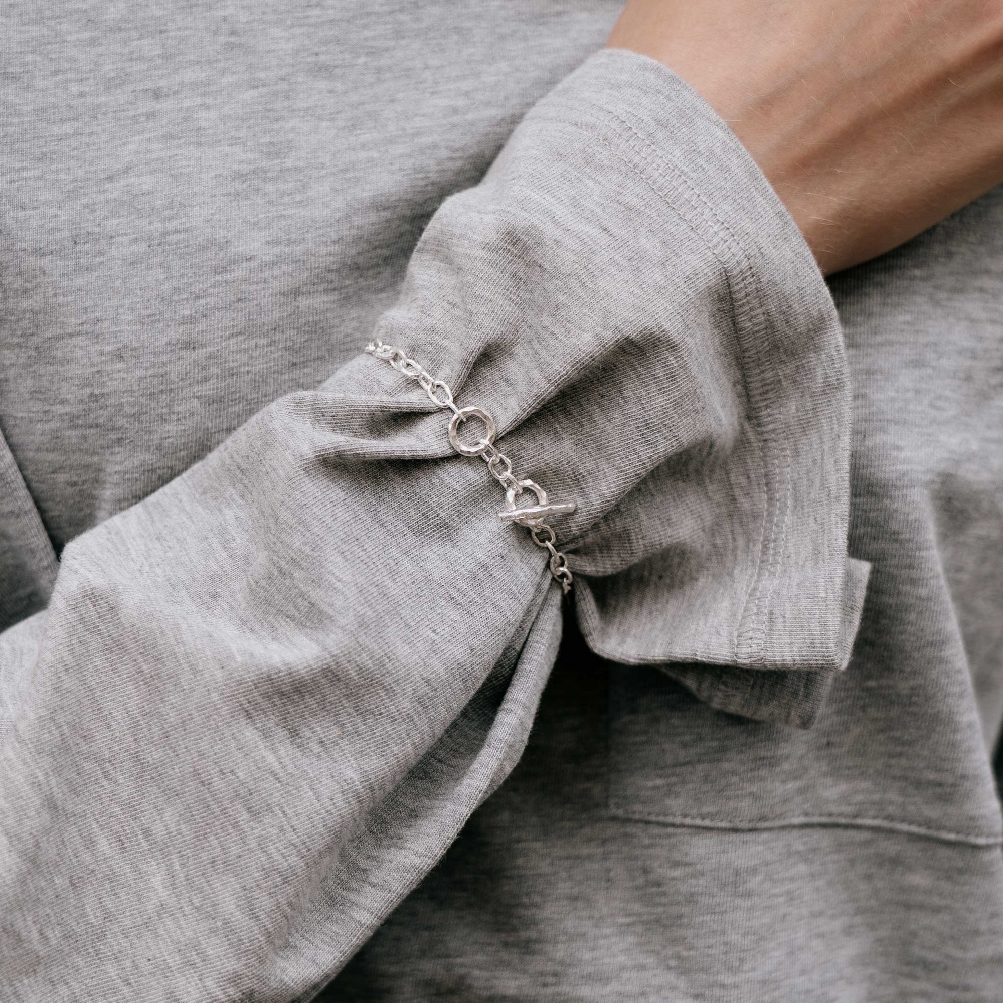 T - chain mini - bracelet in silver, 16-18 cm.